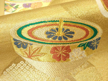 平和屋着物●西陣　じゅらく謹製　六通柄袋帯　唐織　コマ　金銀糸　正絹　逸品　DABE1085op