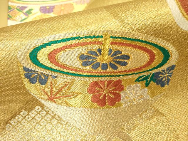 平和屋着物●西陣　じゅらく謹製　六通柄袋帯　唐織　コマ　金銀糸　正絹　逸品　DABE1085op