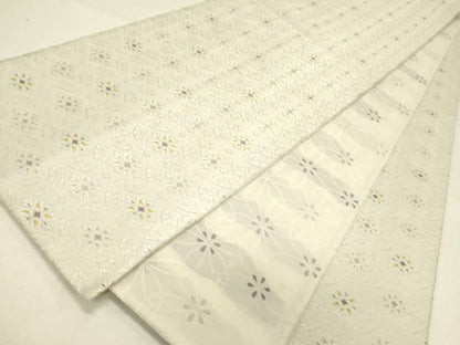 平和屋着物●両面　全通柄袋帯　唐織　草花　金銀糸　正絹　逸品　DABE1087op