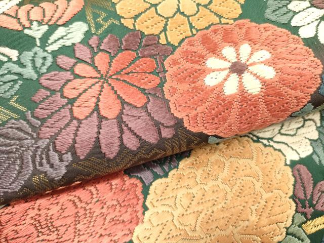 平和屋着物●六通柄袋帯　唐織　花籠文　金糸　正絹　逸品　DABE1089op
