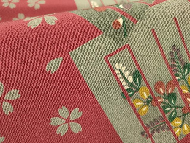 平和屋着物●全通柄九寸名古屋帯　源氏香花文　鬼しぼ縮緬　正絹　逸品　未使用　DABE1090op