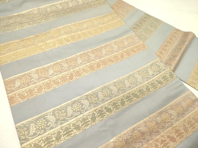平和屋着物○九寸名古屋帯 横段更紗花文 金糸 正絹 逸品