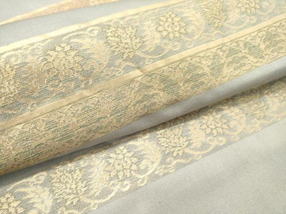 平和屋着物●九寸名古屋帯　横段更紗花文　金糸　正絹　逸品　DABE1104op