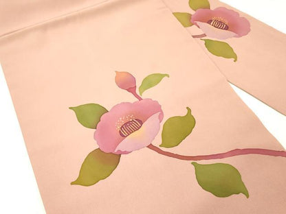 平和屋着物●塩瀬　九寸名古屋帯　草花　ろうけつ染め　正絹　逸品　DABE1105op