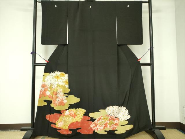 平和屋着物■豪華黒留袖　駒刺繍　鳳凰花文　金彩　正絹　逸品　DABE1120op