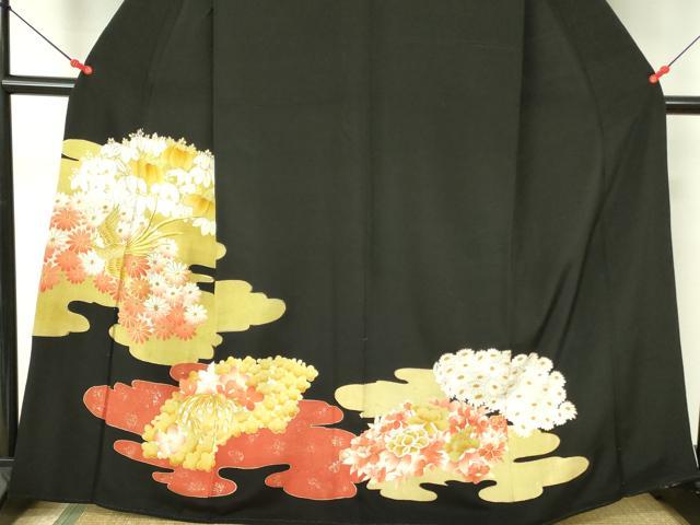 平和屋着物■豪華黒留袖　駒刺繍　鳳凰花文　金彩　正絹　逸品　DABE1120op