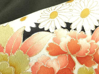 平和屋着物■豪華黒留袖　駒刺繍　鳳凰花文　金彩　正絹　逸品　DABE1120op