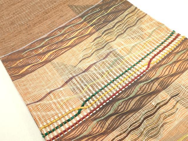 平和屋着物▽太鼓柄袋帯 スリーシーズン 春夏秋 櫛織 抽象文様 正絹 逸品 DABE1162op