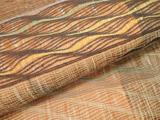 平和屋着物▽太鼓柄袋帯 スリーシーズン 春夏秋 櫛織 抽象文様 正絹 逸品 DABE1162op