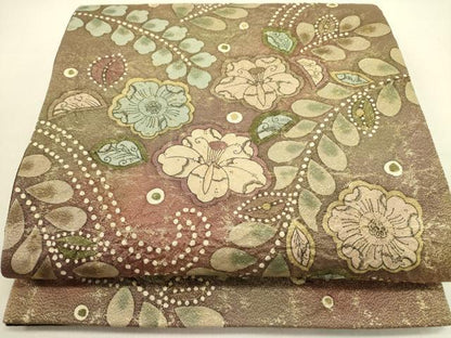 平和屋着物●太鼓柄袋帯　作家物　絞り　辻が花　金糸　正絹　逸品　DABE1163op