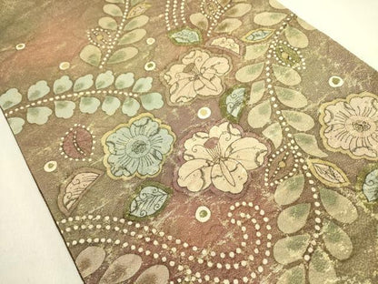 平和屋着物●太鼓柄袋帯　作家物　絞り　辻が花　金糸　正絹　逸品　DABE1163op