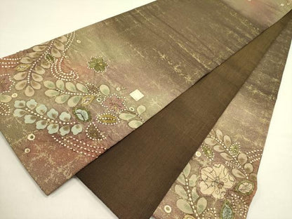 平和屋着物●太鼓柄袋帯　作家物　絞り　辻が花　金糸　正絹　逸品　DABE1163op