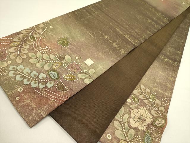 平和屋着物●太鼓柄袋帯　作家物　絞り　辻が花　金糸　正絹　逸品　DABE1163op