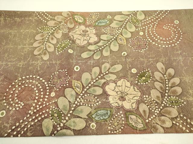 平和屋着物●太鼓柄袋帯　作家物　絞り　辻が花　金糸　正絹　逸品　DABE1163op
