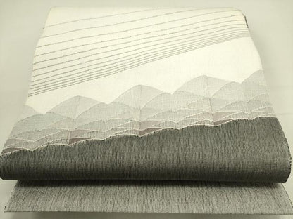 平和屋着物▽太鼓柄袋帯 スリーシーズン 春夏秋 すくい織 抽象文様 正絹 逸品 DABE1171op