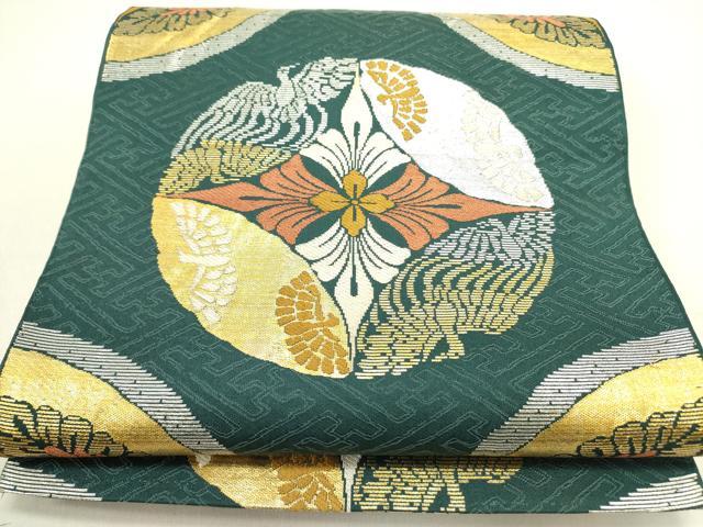 平和屋着物●六通柄　京本袋帯　花鳥丸文　金銀糸　正絹　逸品　DABE1174op