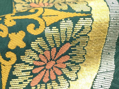 平和屋着物●六通柄　京本袋帯　花鳥丸文　金銀糸　正絹　逸品　DABE1174op