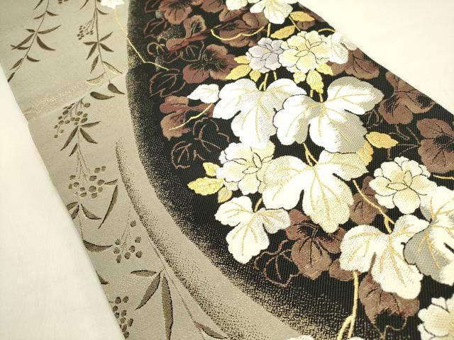 平和屋着物●六通柄袋帯　蔦の葉花文　金銀糸　正絹　逸品　DABE1175op
