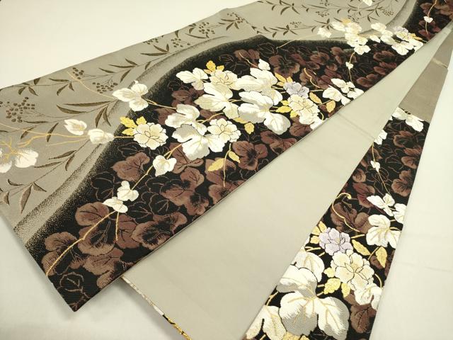 平和屋着物●六通柄袋帯　蔦の葉花文　金銀糸　正絹　逸品　DABE1175op