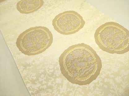 平和屋着物●　六通柄袋帯　花丸文　廣部商事謹製　反端付き　正絹　逸品　未使用　DABE1180op