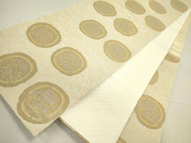 平和屋着物●　六通柄袋帯　花丸文　廣部商事謹製　反端付き　正絹　逸品　未使用　DABE1180op