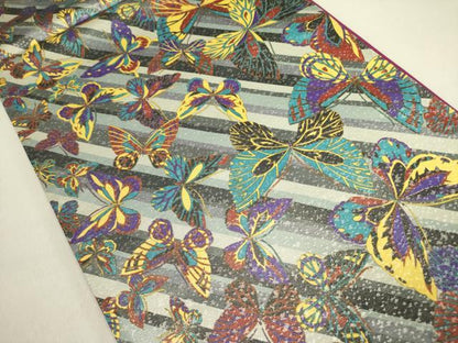 平和屋着物●染色作家　斉藤三才　全通柄袋帯　舞蝶文　正絹　逸品　DABE1181op