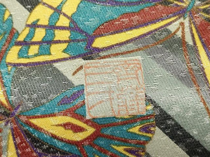 平和屋着物●染色作家　斉藤三才　全通柄袋帯　舞蝶文　正絹　逸品　DABE1181op