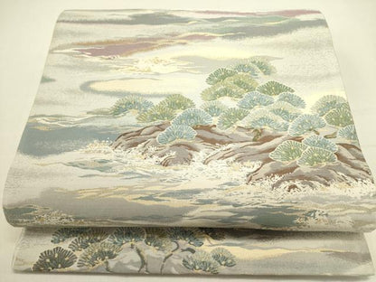 平和屋着物●西陣　河瀬満織物謹製　六通柄袋帯　紹巴　大和粋美　金糸　健勝苑扱い　正絹　逸品　DABE1183op