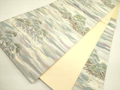 平和屋着物●西陣　河瀬満織物謹製　六通柄袋帯　紹巴　大和粋美　金糸　健勝苑扱い　正絹　逸品　DABE1183op