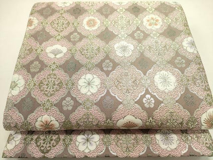 平和屋着物●両面　六通柄袋帯　花繋ぎ　金糸　正絹　逸品　未使用　DABE1184op