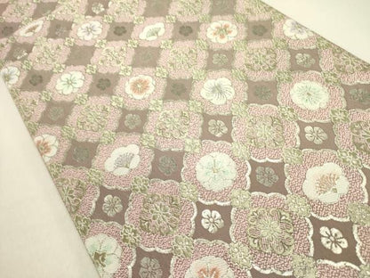 平和屋着物●両面　六通柄袋帯　花繋ぎ　金糸　正絹　逸品　未使用　DABE1184op