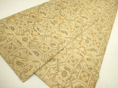 平和屋着物●アンティーク　大正ロマン　丸帯　龍　蜀江花文　正絹　逸品　DABE1188op