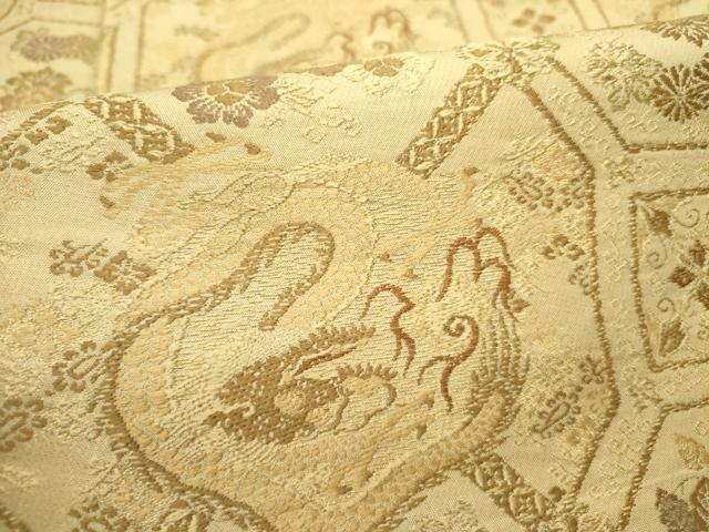 平和屋着物●アンティーク　大正ロマン　丸帯　龍　蜀江花文　正絹　逸品　DABE1188op