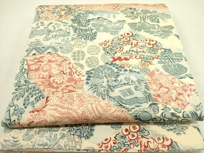 平和屋着物●アンティーク　大正ロマン　丸帯　風景人物花文　正絹　逸品　DABE1189op