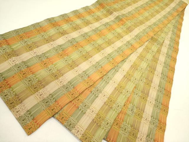 平和屋着物●全通柄　本袋帯　獅噛文長斑錦柄　正絹　逸品　DABE1194op