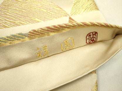 平和屋着物●田中工芸織物 祥園謹製　六通柄袋帯　鱗文　金銀糸　正絹　逸品　DABE1198op