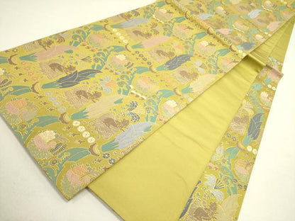 平和屋着物●六通柄袋帯　鳥獣文　金糸　正絹　逸品　DABE1205op