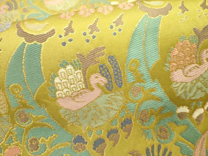 平和屋着物●六通柄袋帯　鳥獣文　金糸　正絹　逸品　DABE1205op
