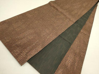 平和屋着物●森英恵・HANAE MORI　両面　全通柄袋帯　櫛織　霞文　金糸　正絹　逸品　未使用　DABE1206op