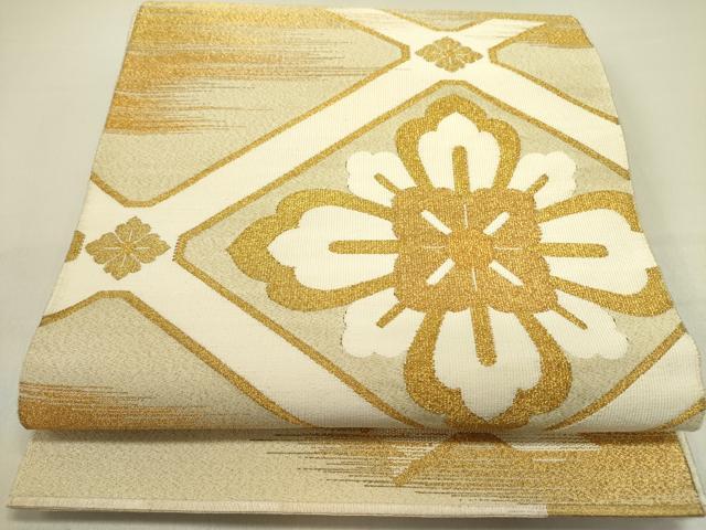 平和屋着物●太鼓柄袋帯　綴れ　花菱文　金糸　正絹　逸品　DABE1211op