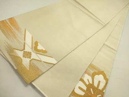平和屋着物●太鼓柄袋帯　綴れ　花菱文　金糸　正絹　逸品　DABE1211op