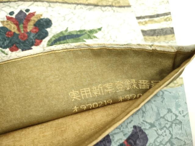 平和屋着物●西陣　老舗　渡文謹製　手織　両面　全通柄袋帯　纐纈　花鳥文　正絹　逸品　未使用　DABE1212op