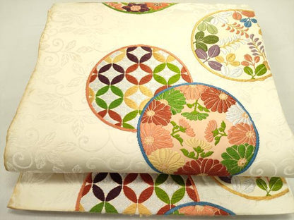 平和屋着物●六通柄　本袋帯　唐織　花丸文　正絹　逸品　DABE1214op