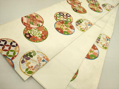 平和屋着物●六通柄　本袋帯　唐織　花丸文　正絹　逸品　DABE1214op
