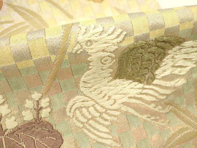 平和屋着物●西陣の名門織元　いづくら謹製　六通柄袋帯　唐織　透文紗　木瓜巣に霰文　金糸　証紙付き　正絹　逸品　DABE1219op