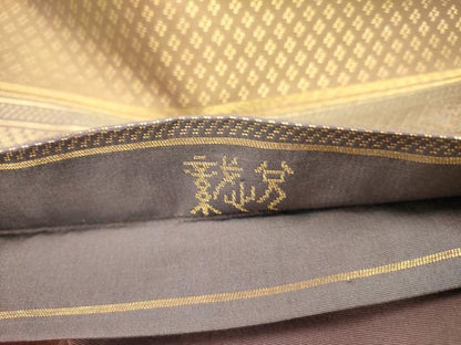 平和屋着物●織物一筋名門　織悦　両面　全通柄　本袋帯　横段文　金糸　正絹　逸品　DABE1222op