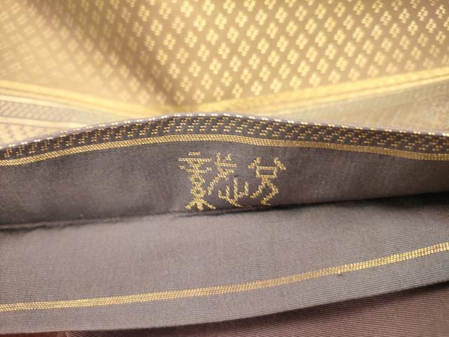 平和屋着物●織物一筋名門　織悦　両面　全通柄　本袋帯　横段文　金糸　正絹　逸品　DABE1222op