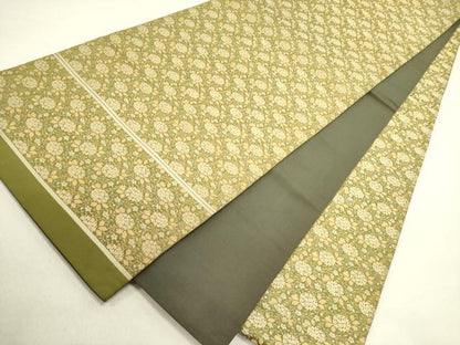 平和屋着物●アンティーク　大正ロマン　両面　全通柄京袋帯　草花　正絹　逸品　DABE1225op