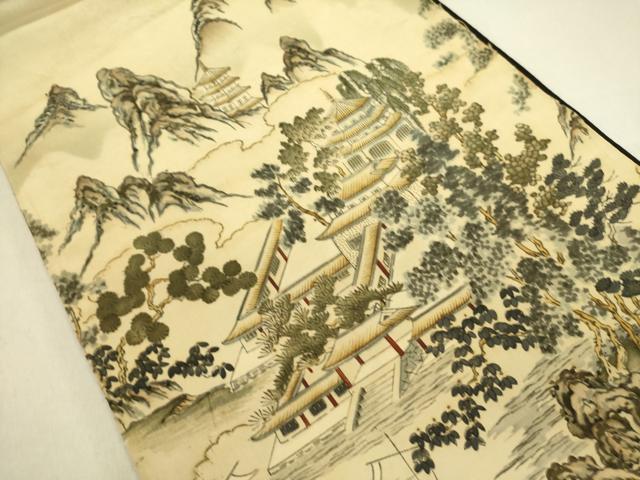平和屋着物●アンティーク　大正ロマン　全通柄京袋帯　風景文　正絹　逸品　DABE1226op