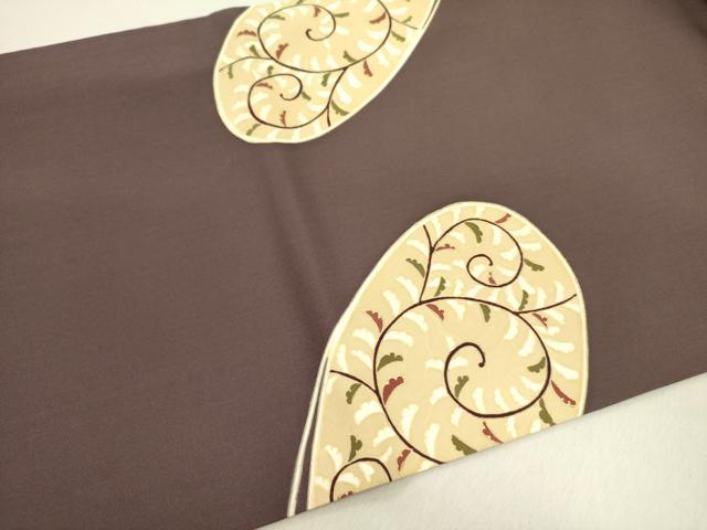平和屋着物●塩瀬　太鼓柄袋帯　刺繍　唐草　金彩　正絹　逸品　未使用　DABE1231op